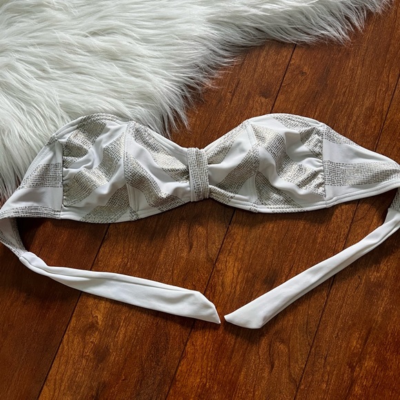 Xhilaration White with Gold Bandeau Tie Back Bikini Top - Picture 1 of 4